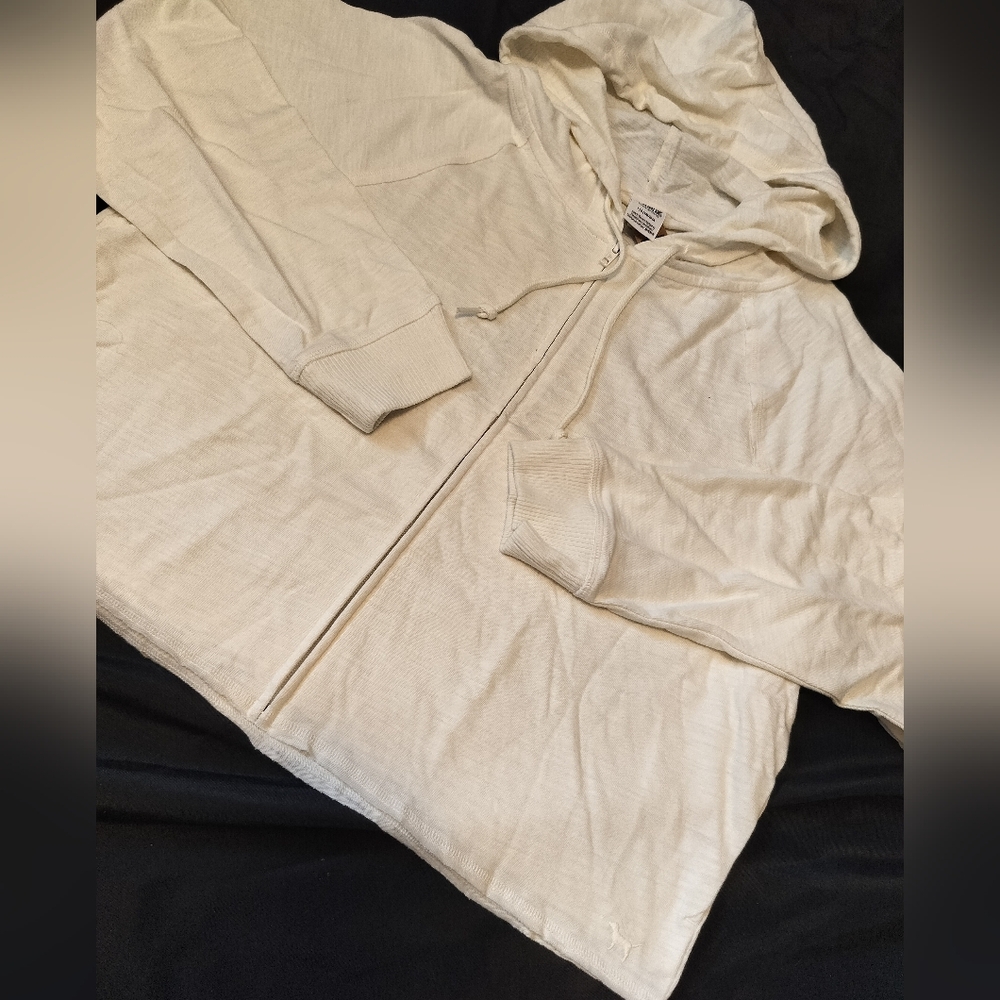 Victoria's secret PINK beige/cream full zip slightly crop new!